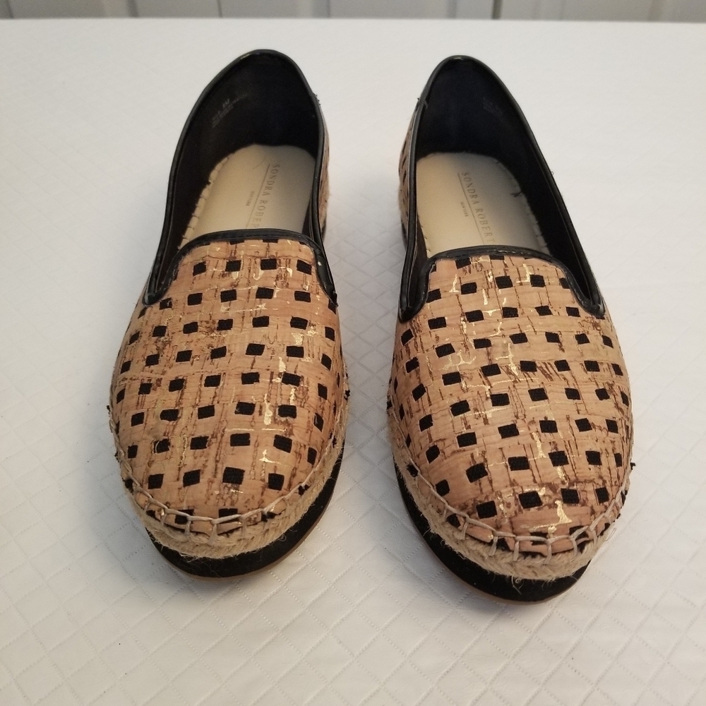 SONDRA ROBERTS NY Ellie Cork Metallic Weaved Espadrille Loafers 8M